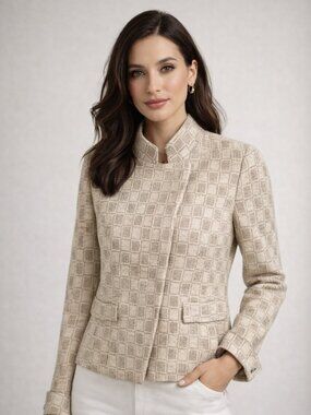 TIME PostModern made in Italy grey/cream check pattern jacket Sz S
